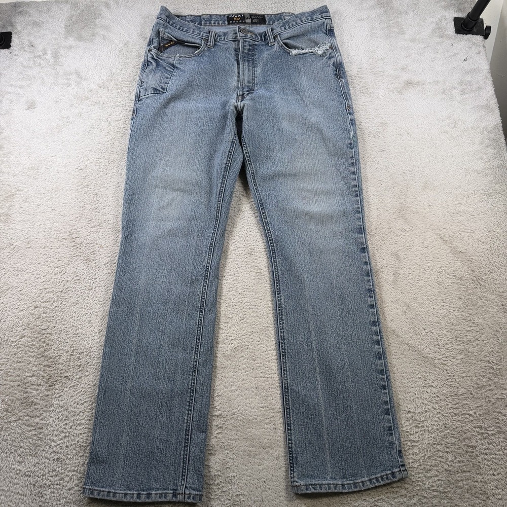 Ariat M4 Jeans Men 34x34 (Fit 33x32) Blue Denim Relaxed Boot Cut Rebar Workwear